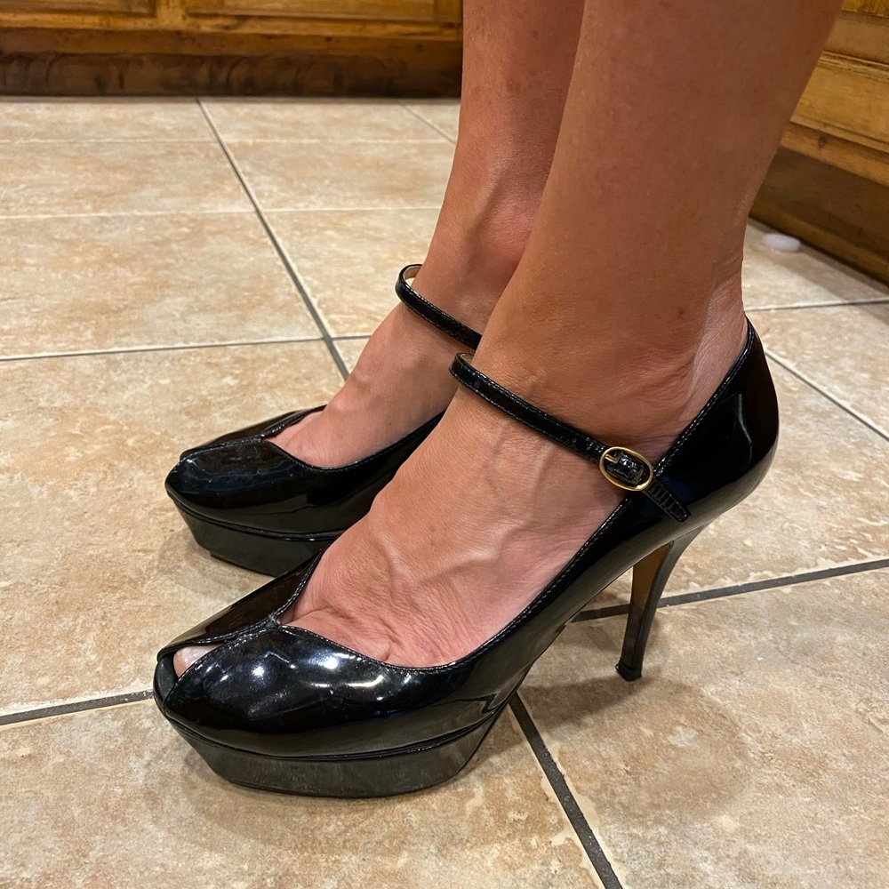 YSL Peep toe Mary Jane black women’s heels